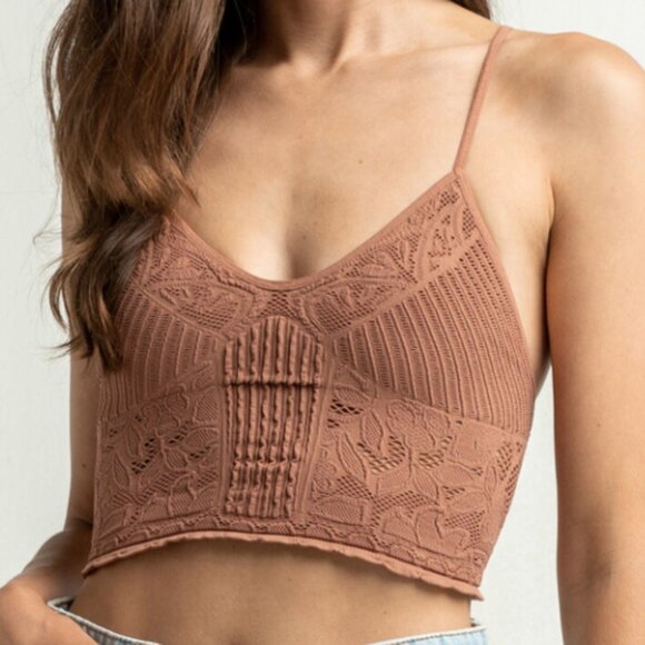 Free People Chloe Seamless Longline Bralette, Cappucino, Size XS/S - Picture 1 of 15